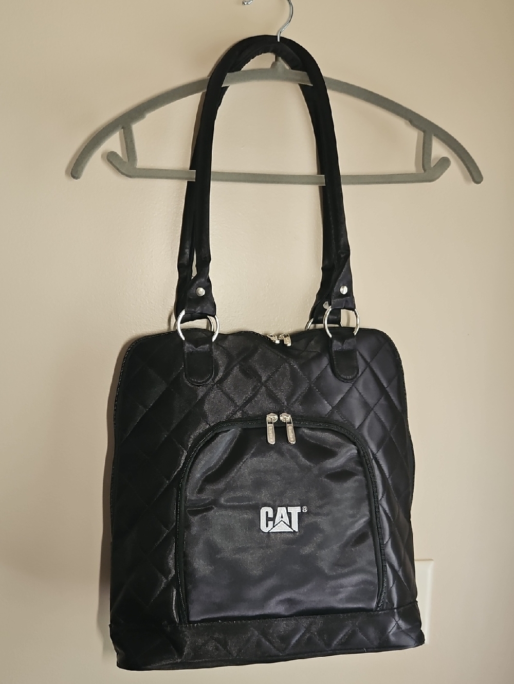Caterpillar CAT Womens Black Quilted Tote Bag Computer Bag